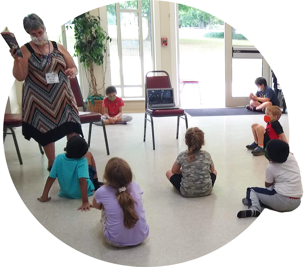 Children listening to a story.