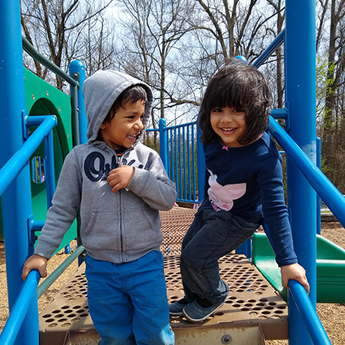 Children playing on the playground.