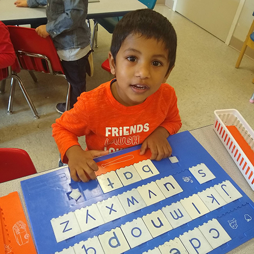 Child working on activity.